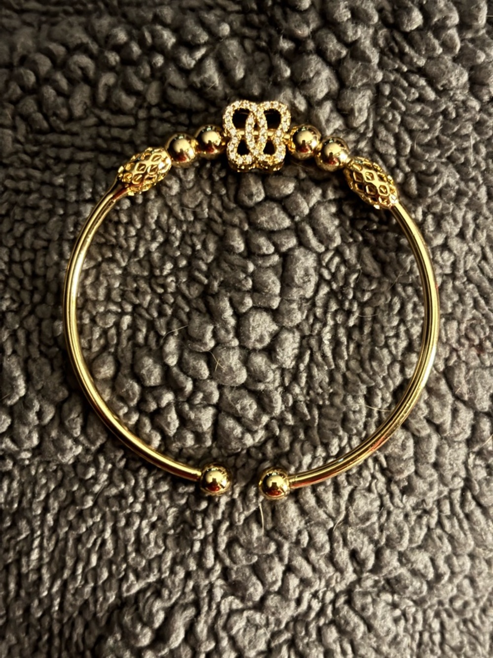 Gold-Tone Beaded Accent Women's Bangle Bracelet
